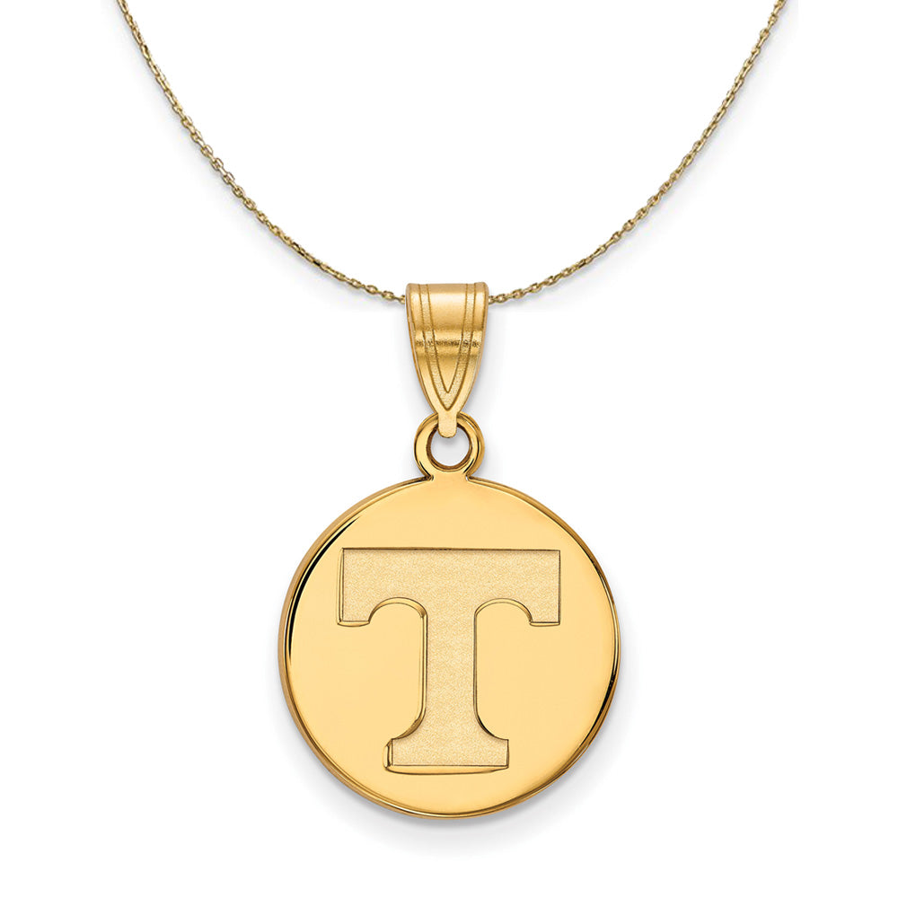 14k Yellow Gold U. of Tennessee Medium Initial T Disc Necklace, Item N20855 by The Black Bow Jewelry Co.