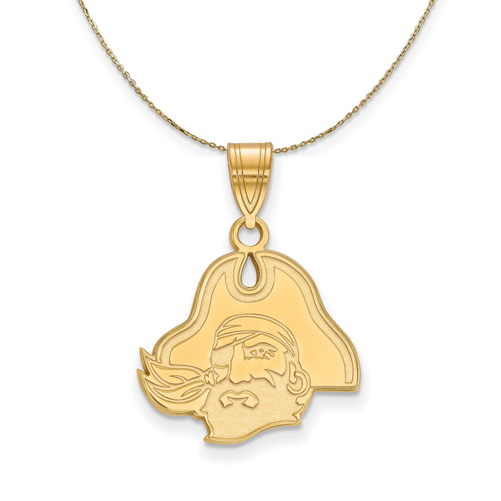 14k Yellow Gold East Carolina U Medium Necklace, Item N20865 by The Black Bow Jewelry Co.