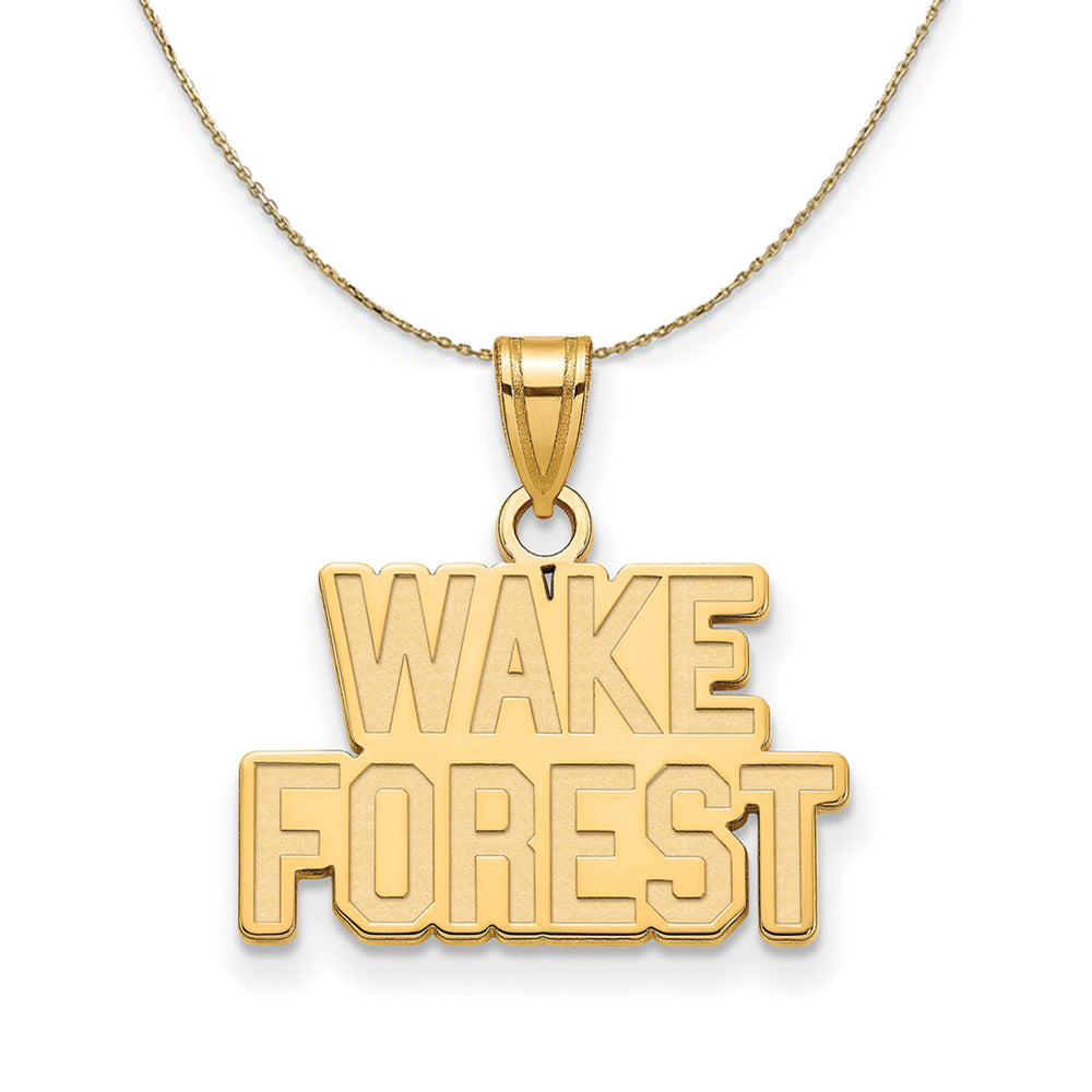 14k Yellow Gold Wake Forest U. Sm 'WF" Mascot Necklace, Item N20874 by The Black Bow Jewelry Co.