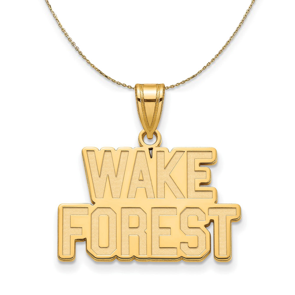 14k Yellow Gold Wake Forest U. Md 'WF' Logo Necklace, Item N20884 by The Black Bow Jewelry Co.