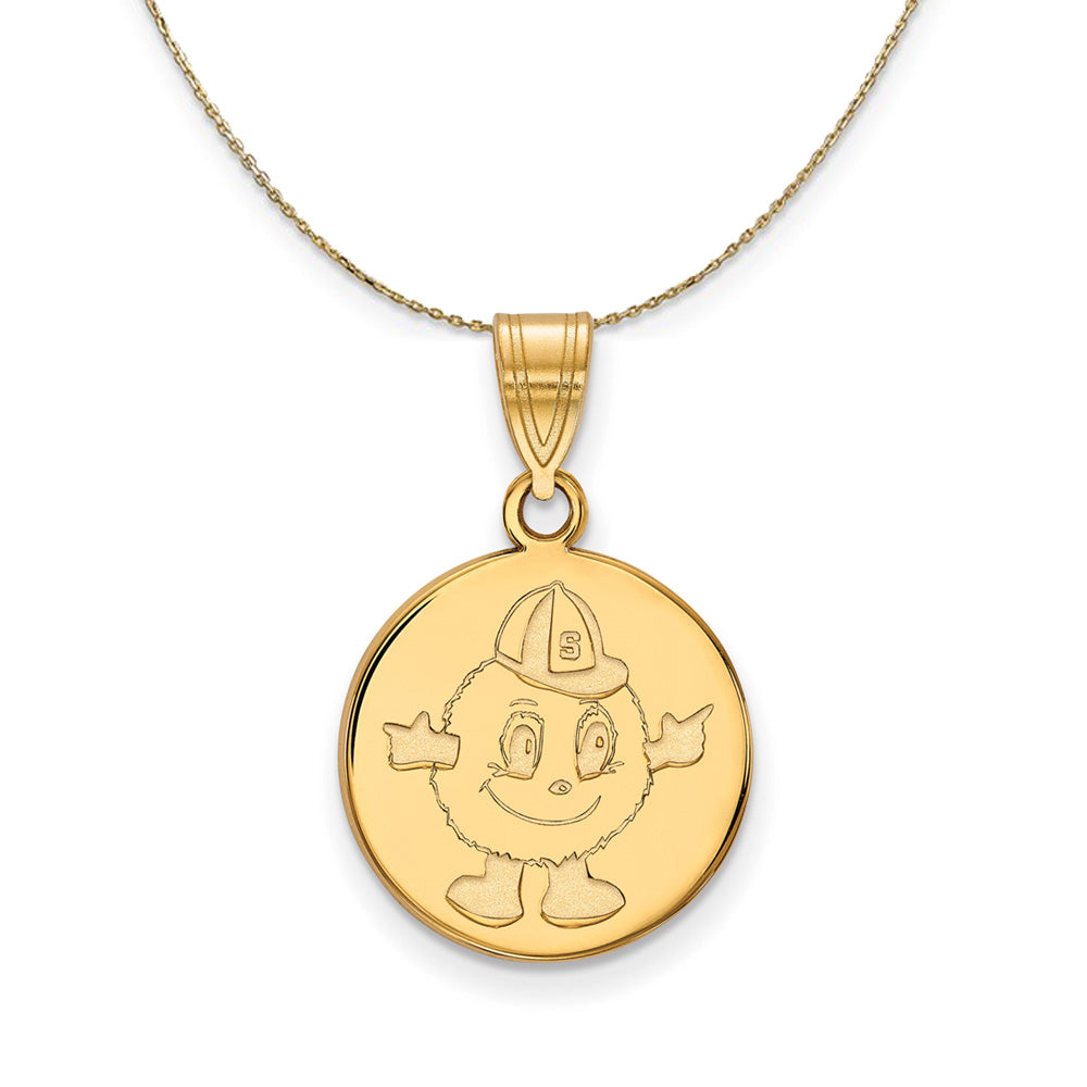 14k Yellow Gold Syracuse U. Medium Disc Necklace, Item N20897 by The Black Bow Jewelry Co.