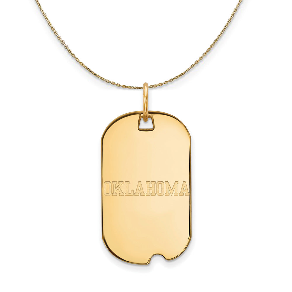14k Yellow Gold U. of Oklahoma Dog Tag Necklace, Item N20907 by The Black Bow Jewelry Co.