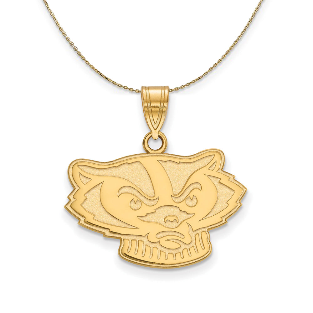 14k Yellow Gold U. of Wisconsin Medium Badgers Necklace, Item N20924 by The Black Bow Jewelry Co.