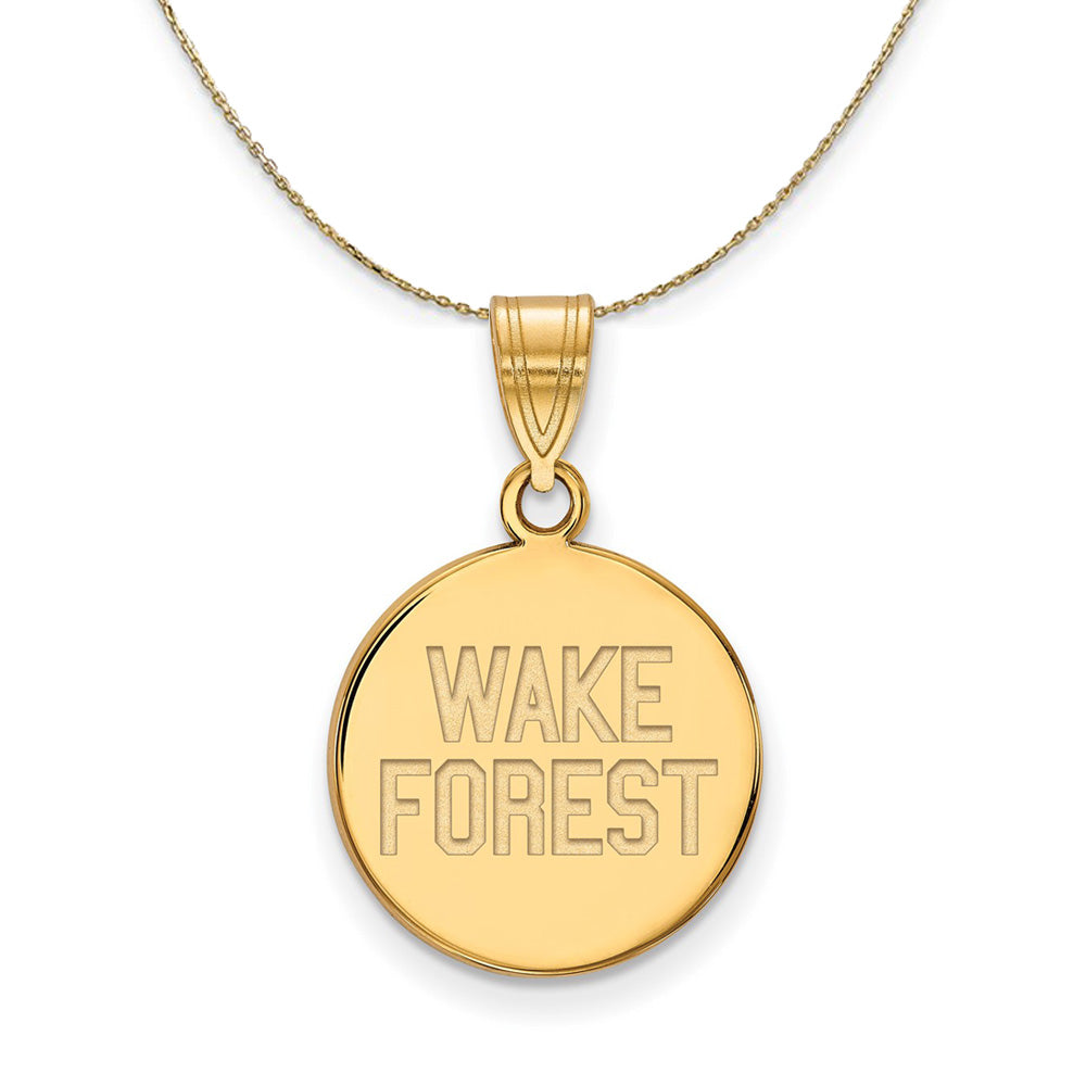 14k Yellow Gold Wake Forest U. Medium Disc Necklace, Item N20935 by The Black Bow Jewelry Co.