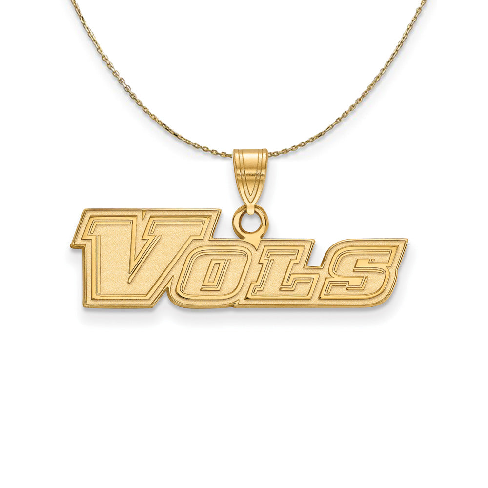 14k Yellow Gold U. of Tennessee Small 'VOLS' Necklace, Item N20937 by The Black Bow Jewelry Co.