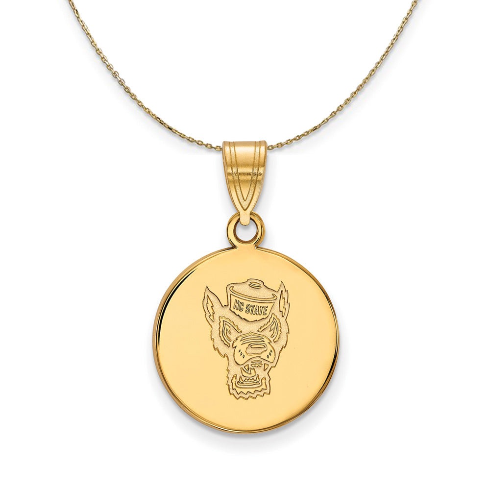 14k Yellow Gold North Carolina Md Logo Disc Necklace, Item N20939 by The Black Bow Jewelry Co.