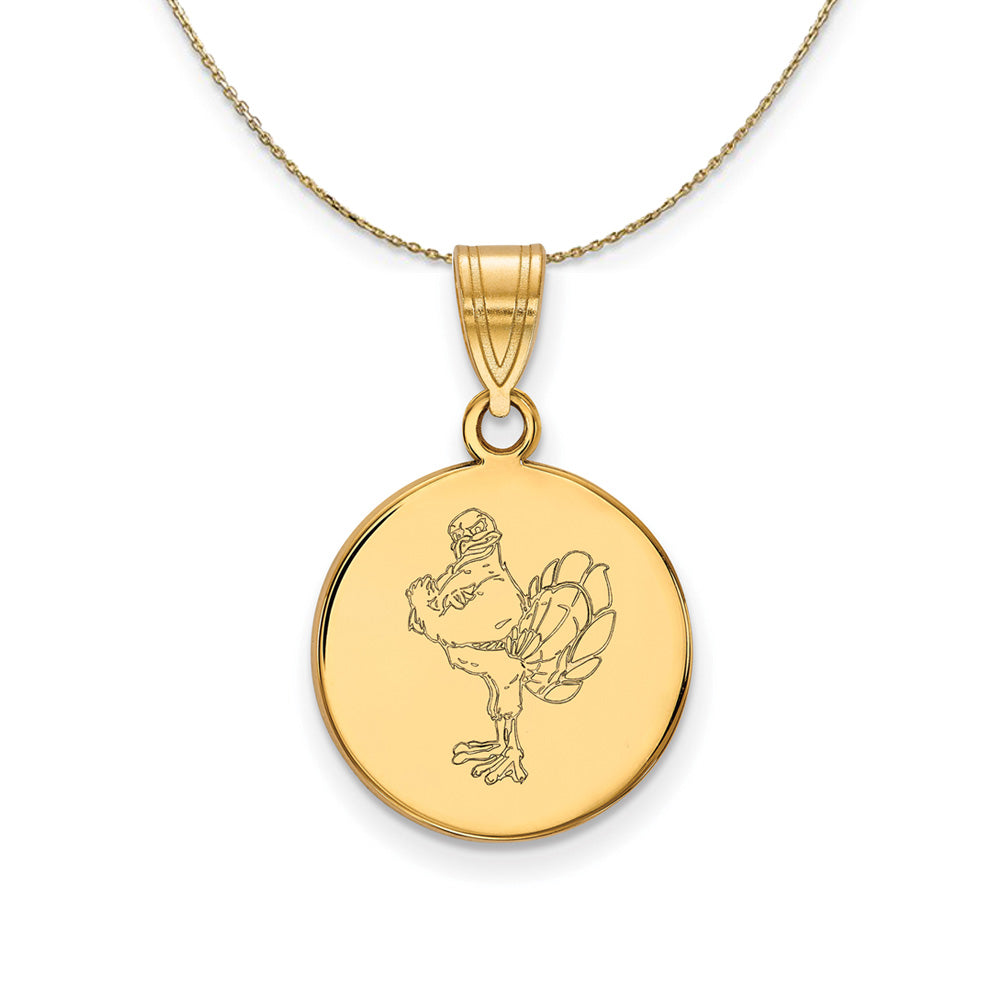 14k Yellow Gold Virginia Tech Medium Disc Necklace, Item N20948 by The Black Bow Jewelry Co.