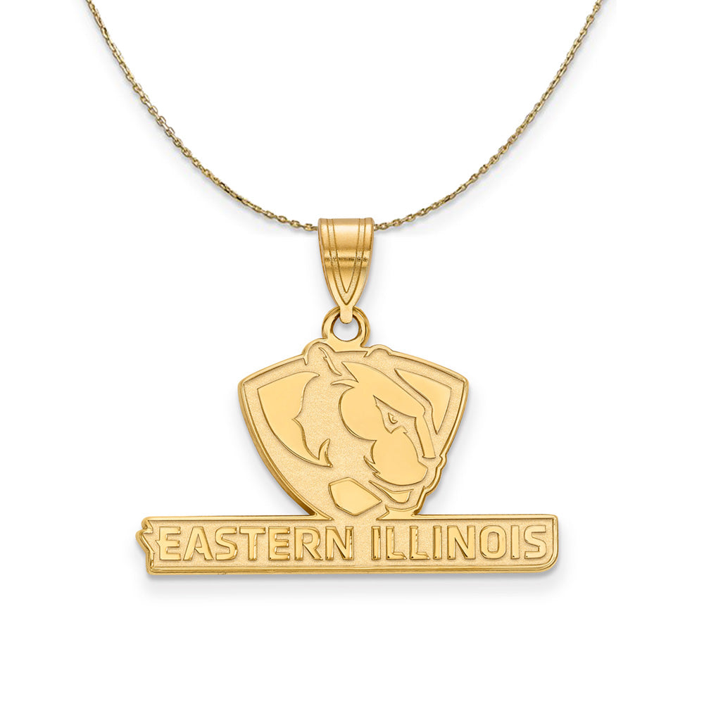 14k Yellow Gold Eastern Illinois U Medium Necklace, Item N20957 by The Black Bow Jewelry Co.