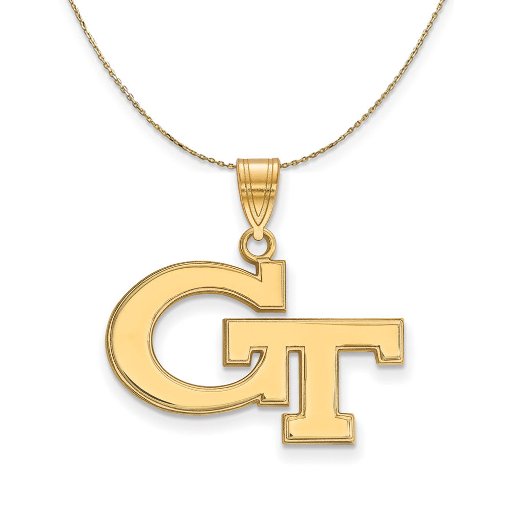 14k Yellow Gold Georgia Technology Medium 'GT' Necklace, Item N20970 by The Black Bow Jewelry Co.