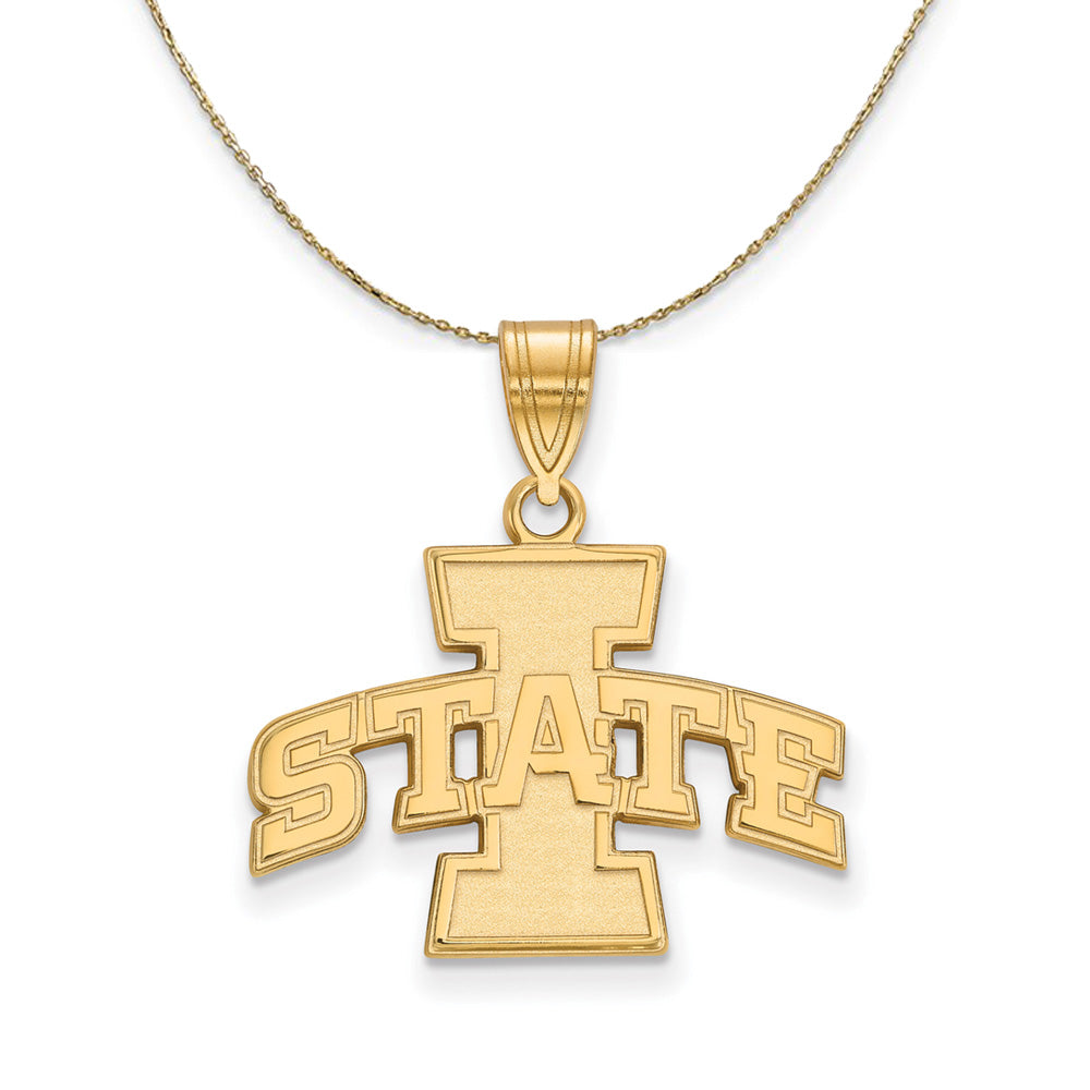 14k Yellow Gold Iowa State Medium 'I STATE' Necklace, Item N20971 by The Black Bow Jewelry Co.
