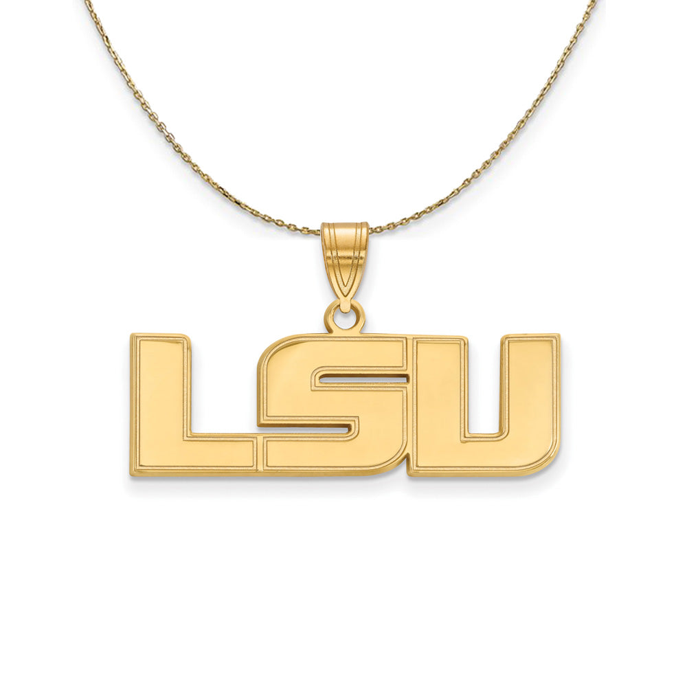 14k Yellow Gold Louisiana State Medium 'LSU' Necklace, Item N20975 by The Black Bow Jewelry Co.