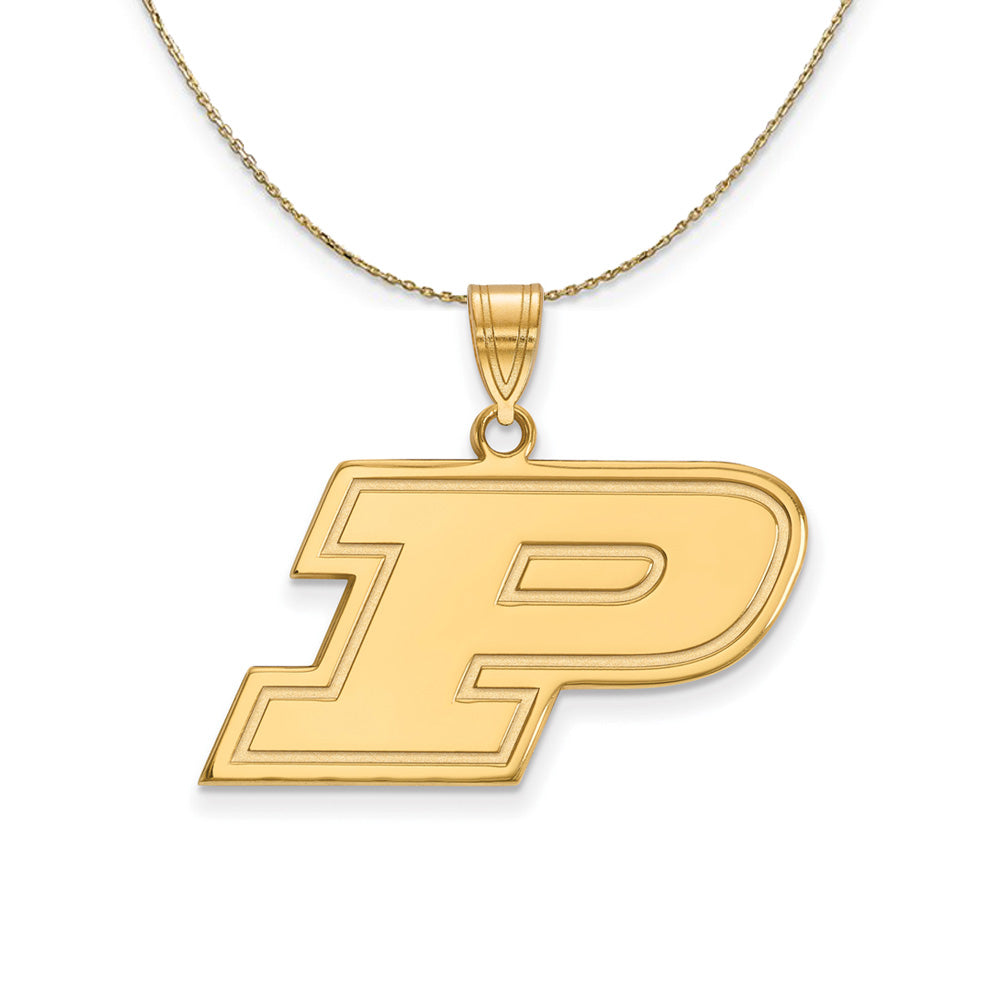 14k Yellow Gold Purdue Medium Initial P Necklace, Item N20981 by The Black Bow Jewelry Co.