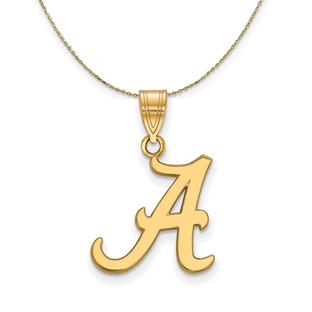 14k Yellow Gold U. of Alabama Medium Initial A Necklace, Item N20983 by The Black Bow Jewelry Co.