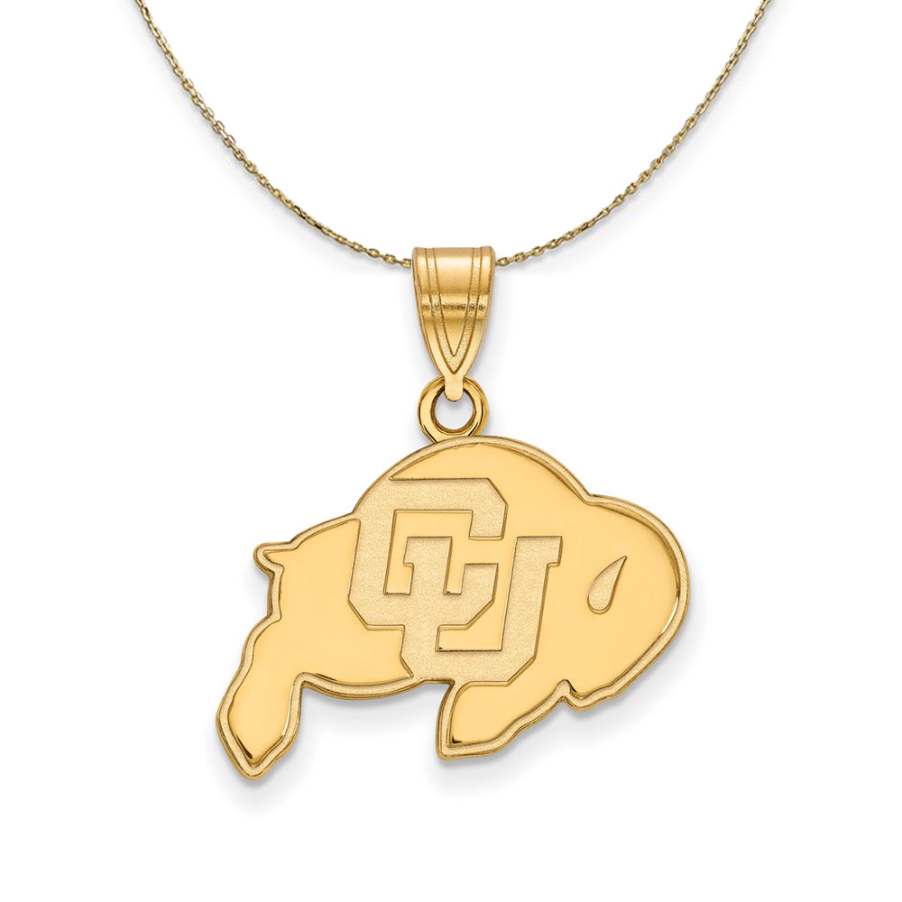 14k Yellow Gold U of Colorado Medium Mascot Necklace, Item N20988 by The Black Bow Jewelry Co.