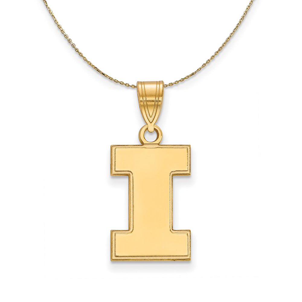 14k Yellow Gold U. of Illinois Medium Initial I Necklace, Item N20992 by The Black Bow Jewelry Co.