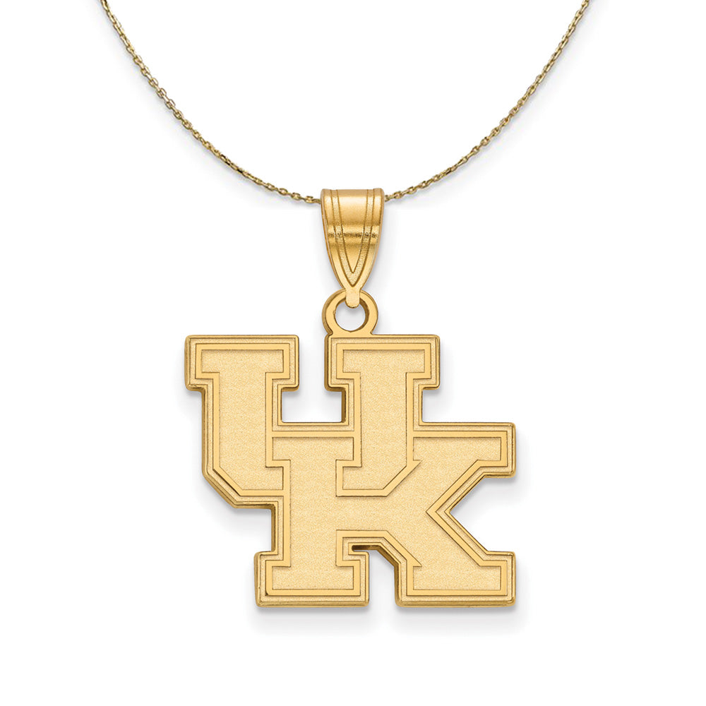 14k Yellow Gold U. of Kentucky Medium 'UK' Necklace, Item N20993 by The Black Bow Jewelry Co.