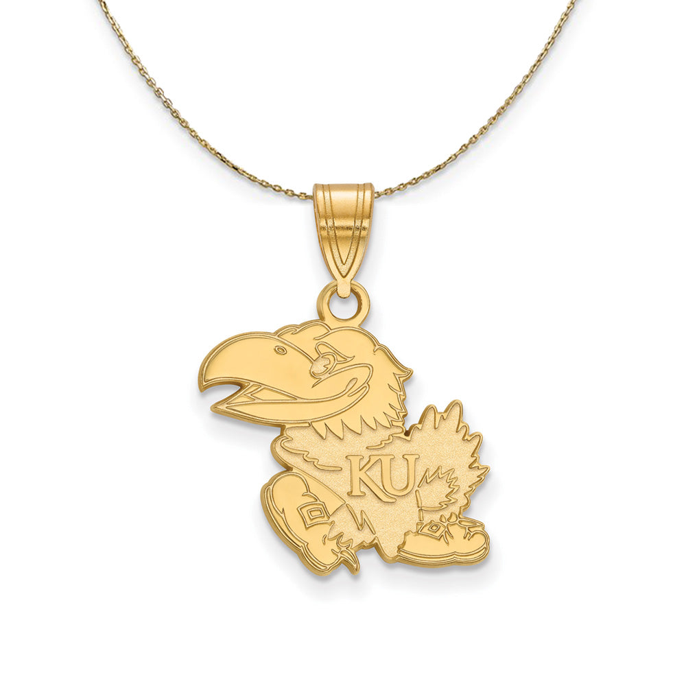 14k Yellow Gold U. of Kansas Medium Mascot Necklace, Item N20994 by The Black Bow Jewelry Co.