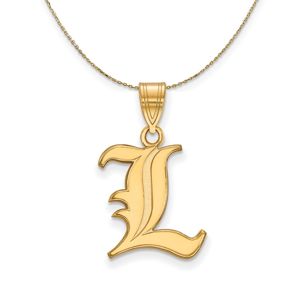 14k Yellow Gold U. of Louisville Medium Necklace, Item N20995 by The Black Bow Jewelry Co.