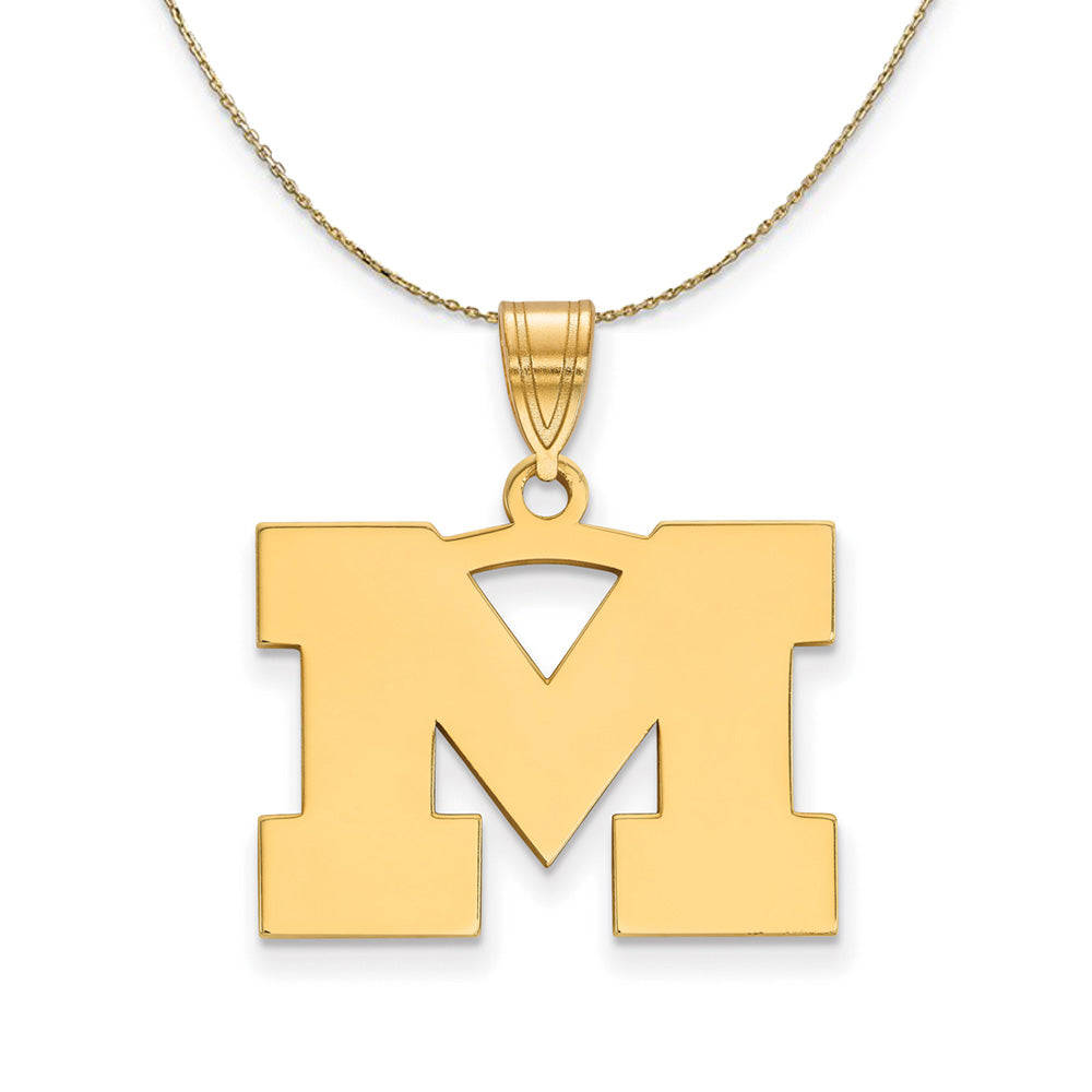 14k Yellow Gold U. of Michigan Medium Initial M Necklace, Item N20996 by The Black Bow Jewelry Co.
