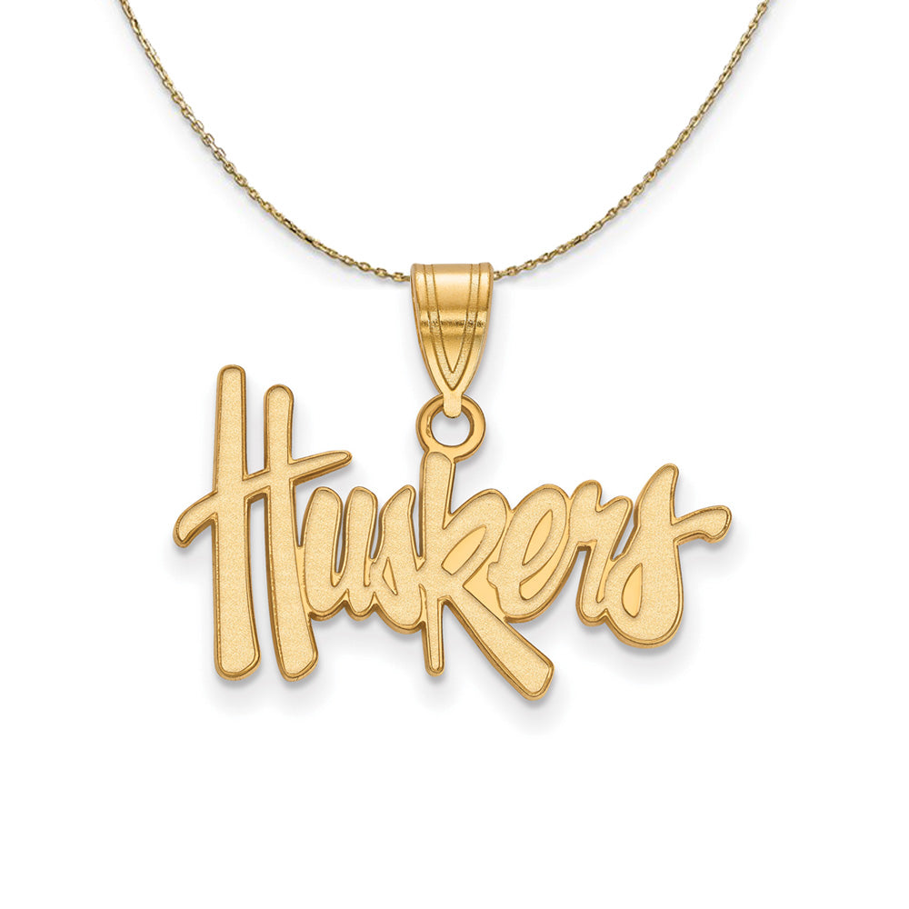 14k Yellow Gold U. of Nebraska Medium 'Huskers' Necklace, Item N21001 by The Black Bow Jewelry Co.
