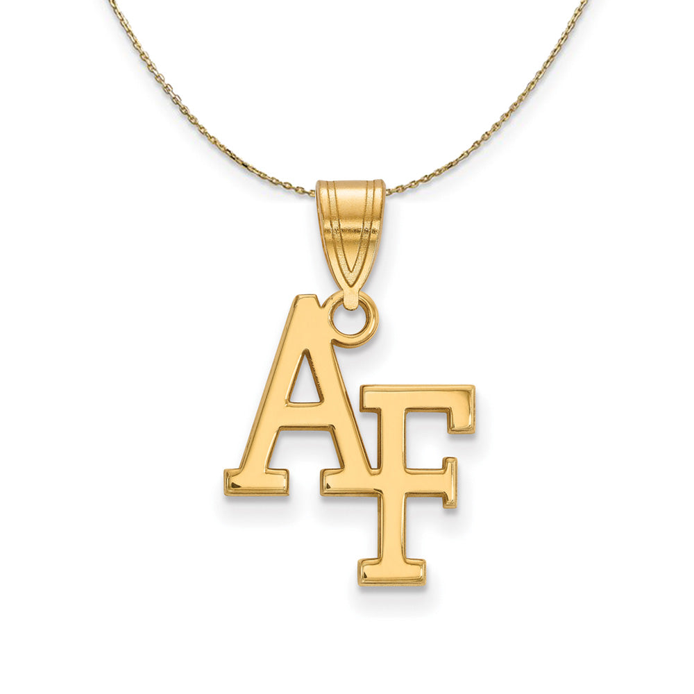 14k Yellow Gold Air Force Academy Md 'AF' Necklace, Item N21003 by The Black Bow Jewelry Co.