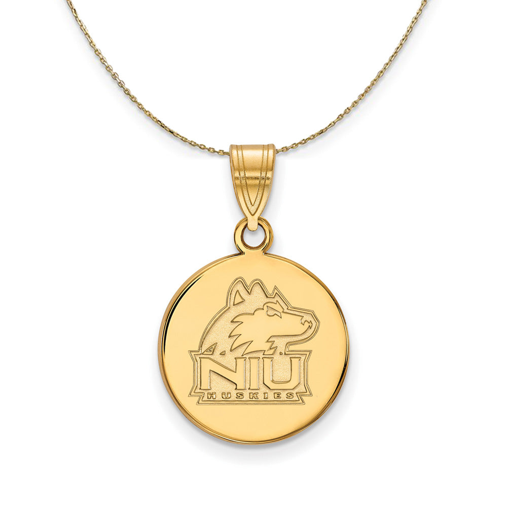 14k Yellow Gold Northern Illinois U Md Logo Disc Necklace, Item N21031 by The Black Bow Jewelry Co.