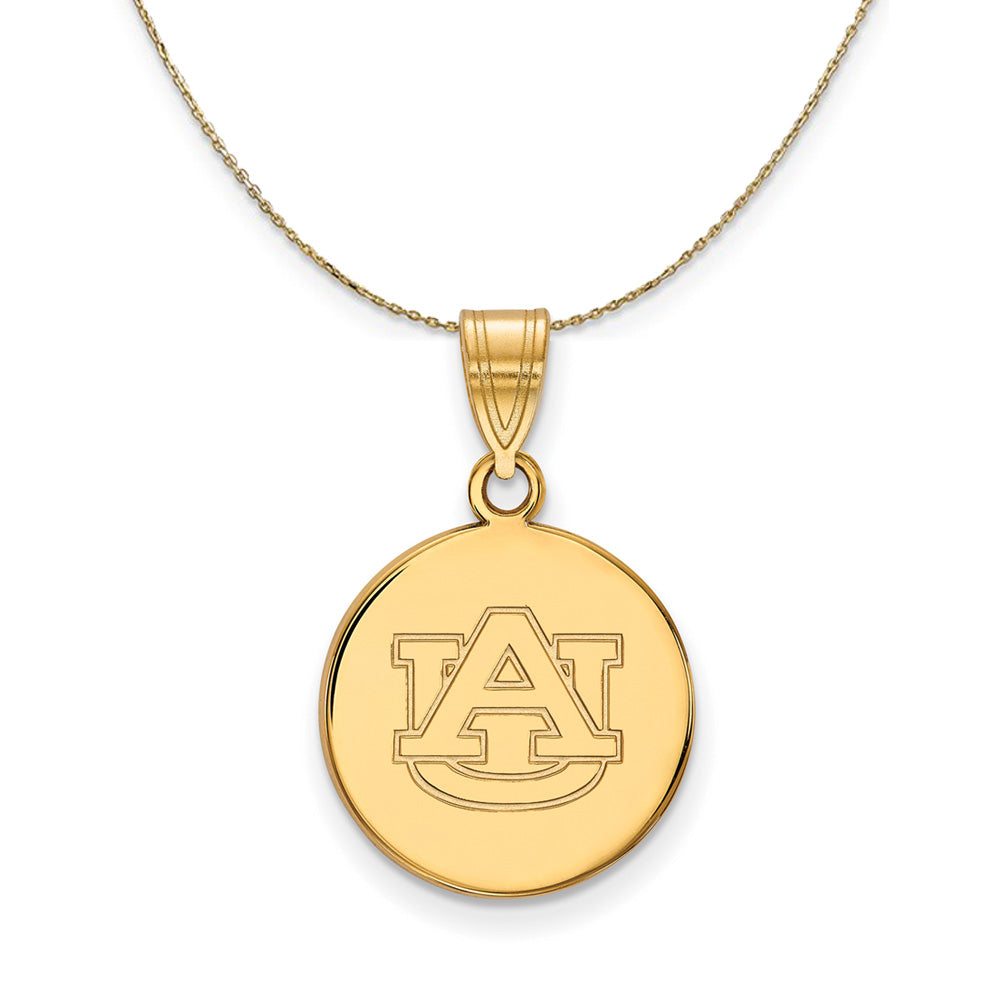 14k Yellow Gold Auburn U Medium Disc Necklace, Item N21041 by The Black Bow Jewelry Co.