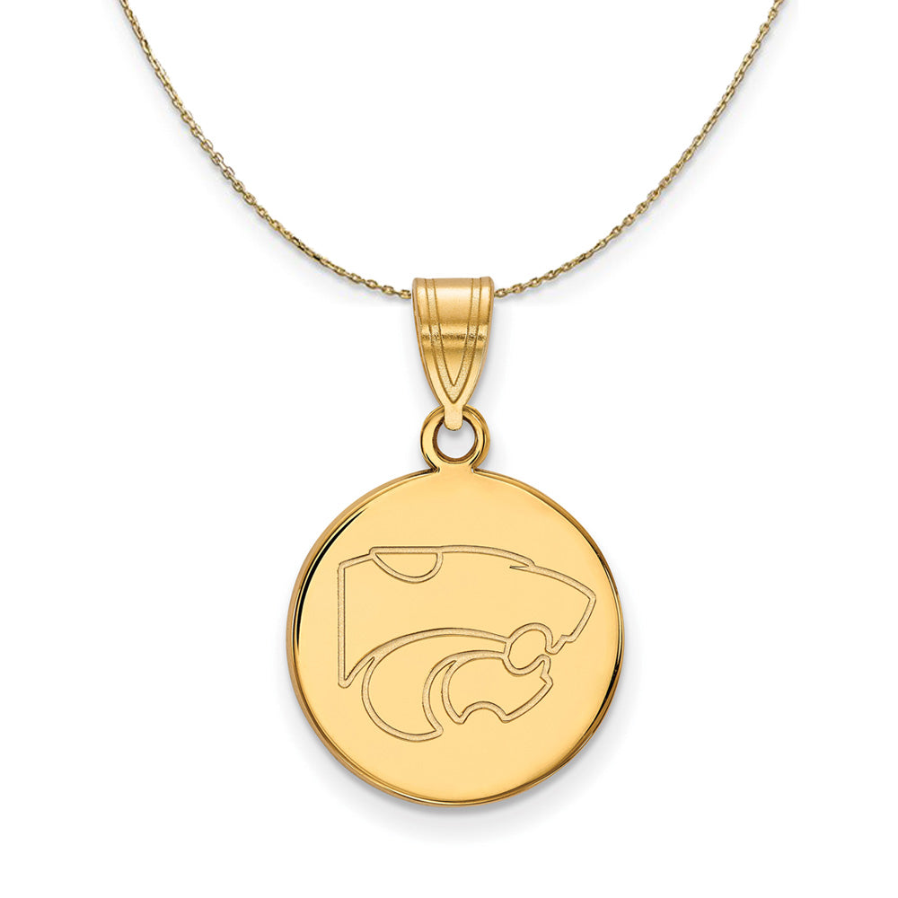 14k Yellow Gold Kansas State Medium Disc Necklace, Item N21043 by The Black Bow Jewelry Co.