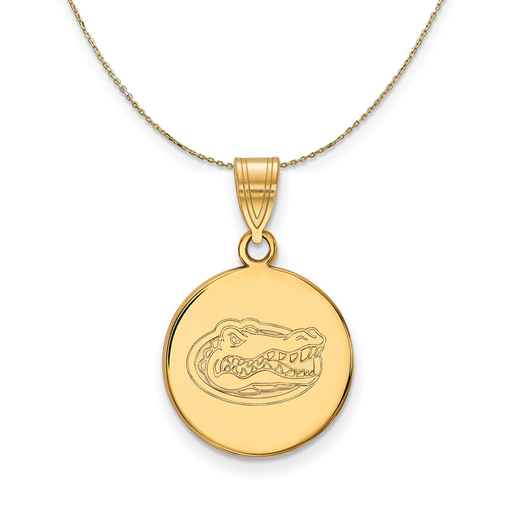 14k Yellow Gold U of Florida Medium Logo Disc Necklace, Item N21047 by The Black Bow Jewelry Co.