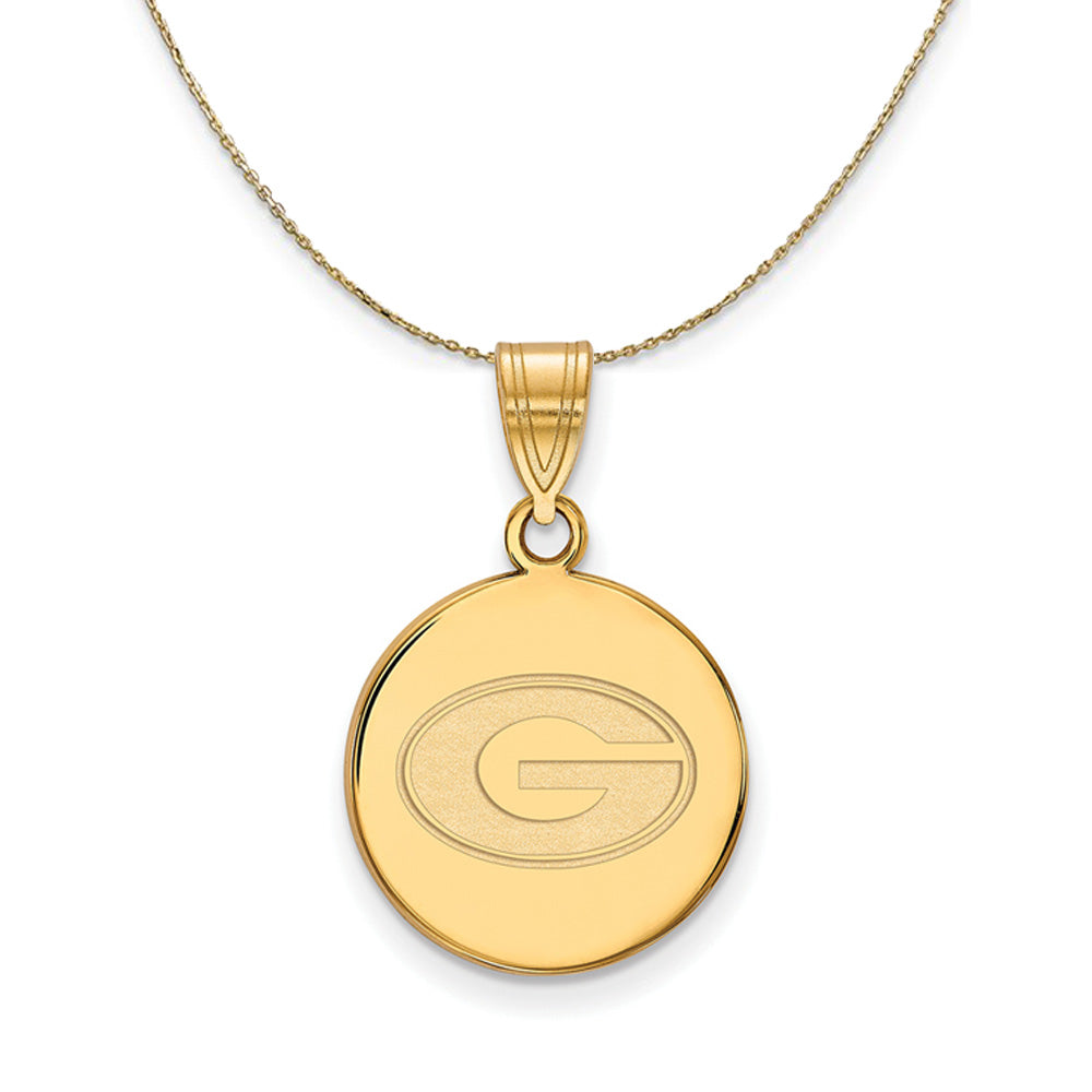 14k Yellow Gold U. of Georgia Medium Disc Necklace, Item N21048 by The Black Bow Jewelry Co.