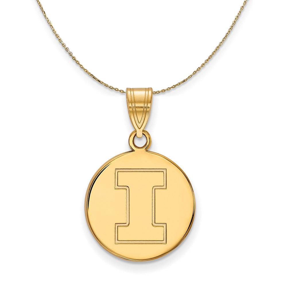 14k Yellow Gold U. of Illinois Medium Initial I Disc Necklace, Item N21049 by The Black Bow Jewelry Co.