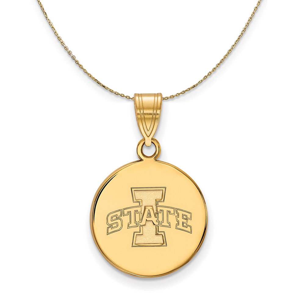 14k Yellow Gold Iowa State Medium Disc Necklace, Item N21050 by The Black Bow Jewelry Co.
