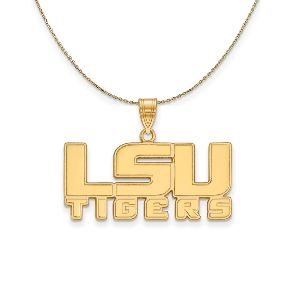 14k Yellow Gold Louisiana State Md 'LSU TIGERS' Necklace, Item N21055 by The Black Bow Jewelry Co.