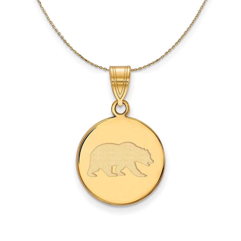 14k Yellow Gold California Berkeley Medium Bears Disc Necklace, Item N21056 by The Black Bow Jewelry Co.