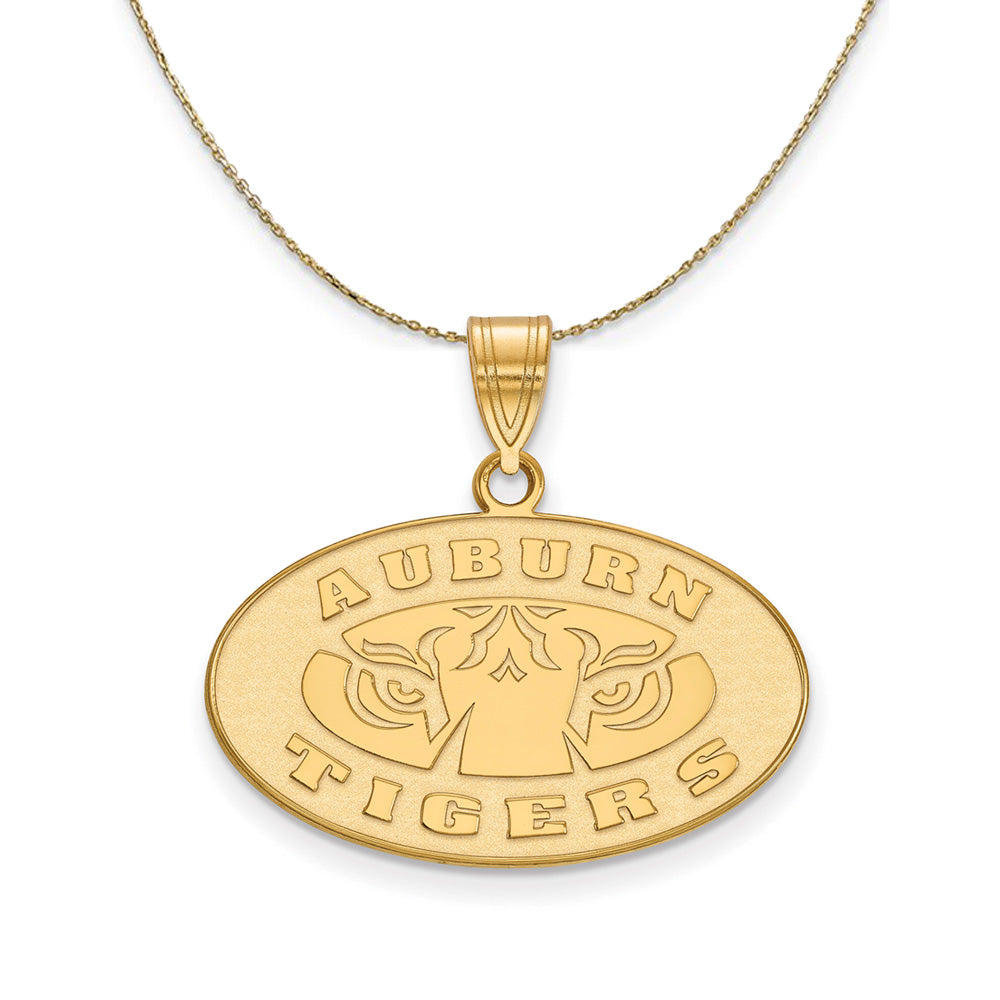 14k Yellow Gold Auburn U Medium Oval Logo Necklace, Item N21057 by The Black Bow Jewelry Co.