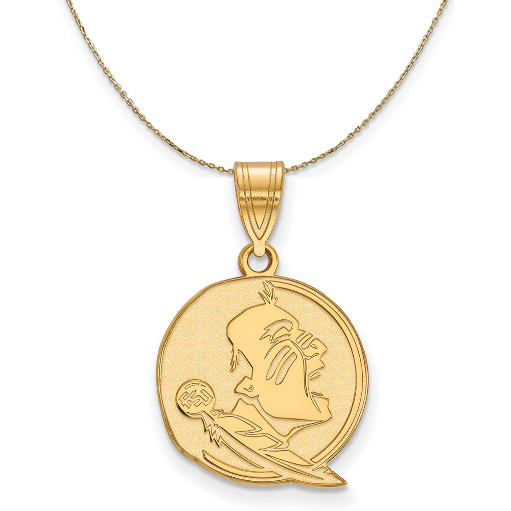 14K Yellow Gold Florida State Medium Mascot Necklace, Item N21058 by The Black Bow Jewelry Co.