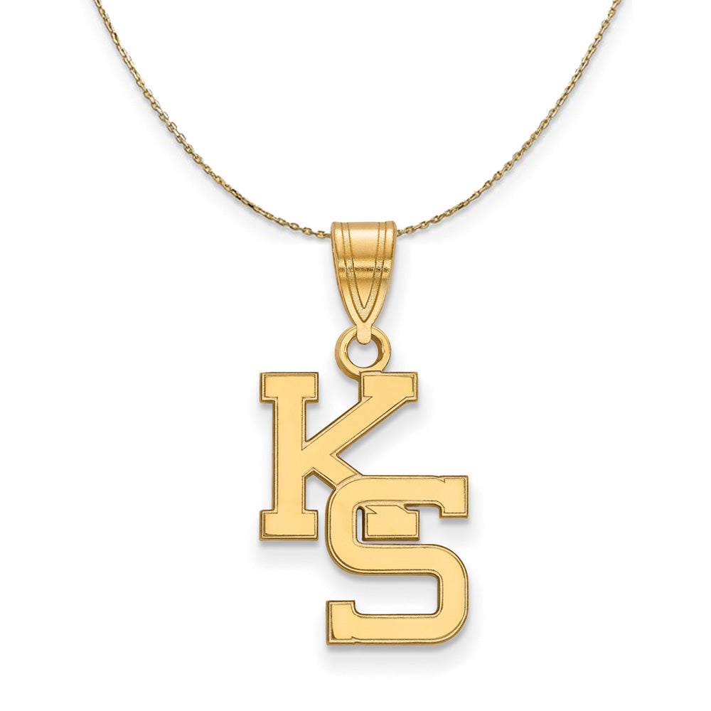14k Yellow Gold Kansas State Medium 'KS' Necklace, Item N21059 by The Black Bow Jewelry Co.