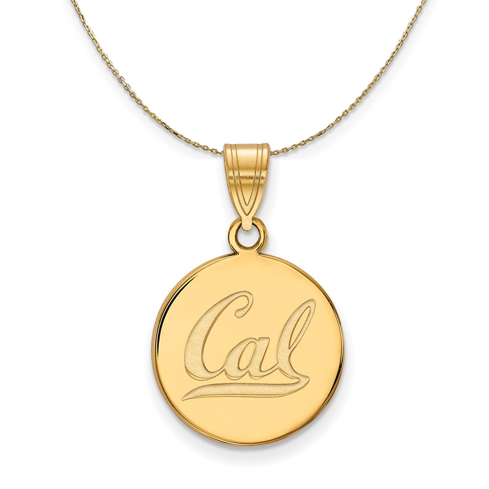 14k Yellow Gold California Berkeley Medium 'Cal' Disc Necklace, Item N21062 by The Black Bow Jewelry Co.
