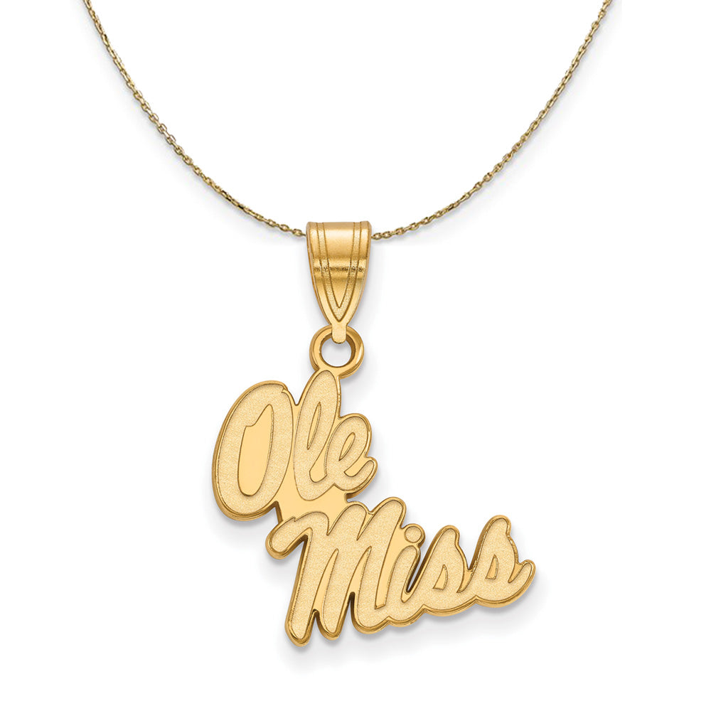 14k Yellow Gold U. of Mississippi Md 'Ole Miss' Necklace, Item N21068 by The Black Bow Jewelry Co.