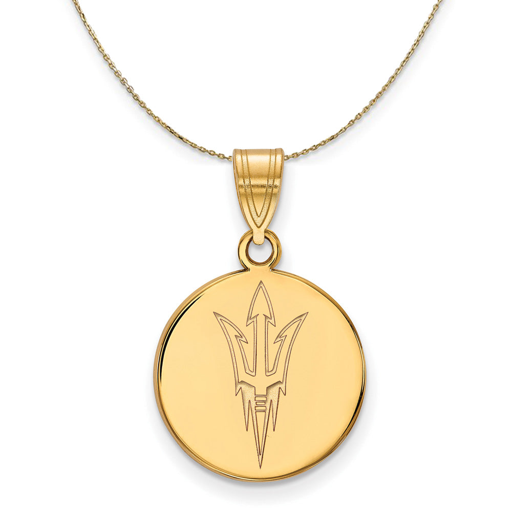 14k Yellow Gold Arizona State Md Logo Disc Necklace, Item N21069 by The Black Bow Jewelry Co.