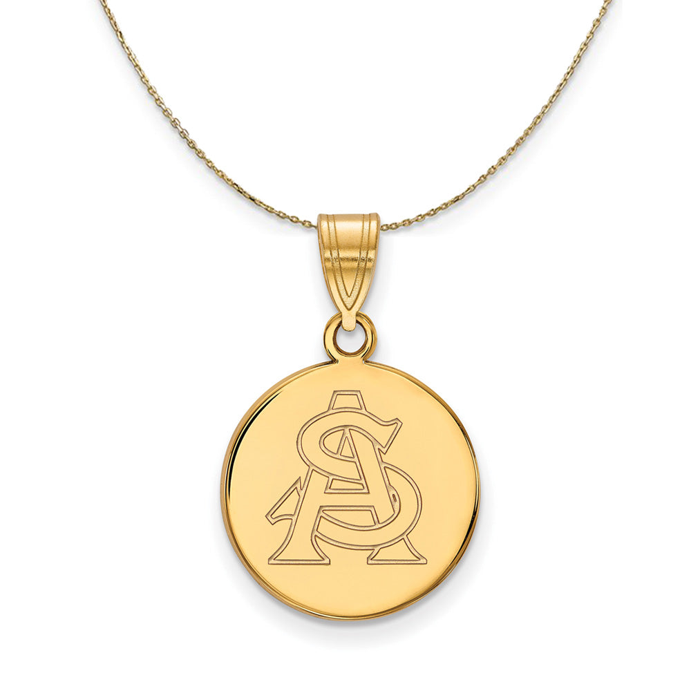 14k Yellow Gold Arizona State Medium Disc Necklace, Item N21070 by The Black Bow Jewelry Co.
