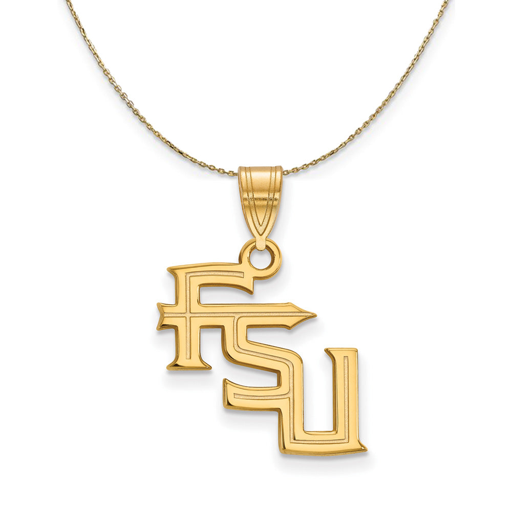 14k Yellow Gold Florida State Medium 'FSU' Necklace, Item N21073 by The Black Bow Jewelry Co.