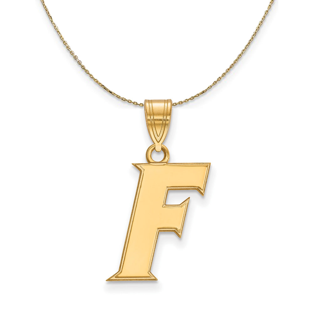 14k Yellow Gold U of Florida Medium Initial F Necklace, Item N21075 by The Black Bow Jewelry Co.