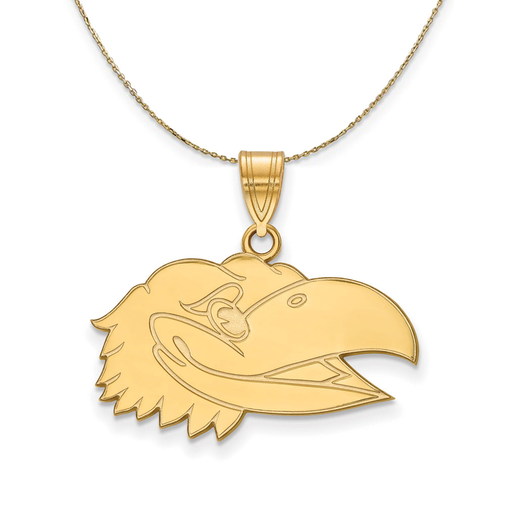 14k Yellow Gold U. of Kansas Jayhawks Md Mascot Necklace, Item N21076 by The Black Bow Jewelry Co.