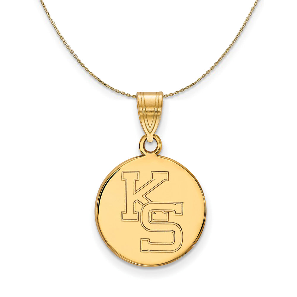14k Yellow Gold Kansas State Medium Necklace, Item N21081 by The Black Bow Jewelry Co.