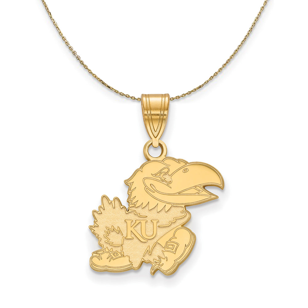 14k Yellow Gold U. of Kansas Medium Necklace, Item N21082 by The Black Bow Jewelry Co.