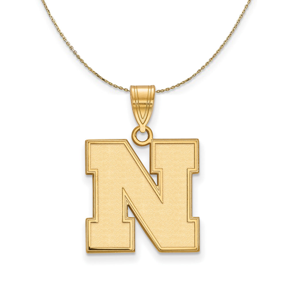 14k Yellow Gold U. of Nebraska Medium Initial N Necklace, Item N21083 by The Black Bow Jewelry Co.