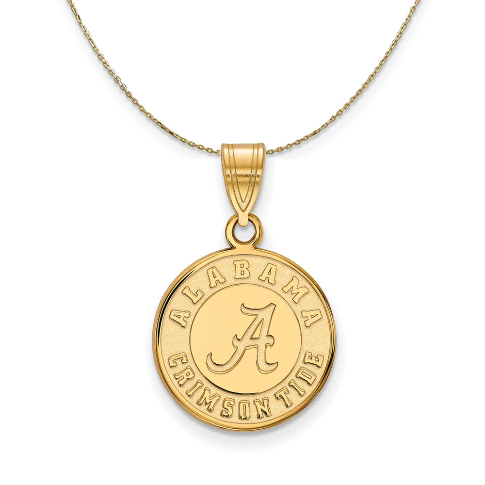 14k Yellow Gold U. of Alabama Medium Disc Necklace, Item N21095 by The Black Bow Jewelry Co.