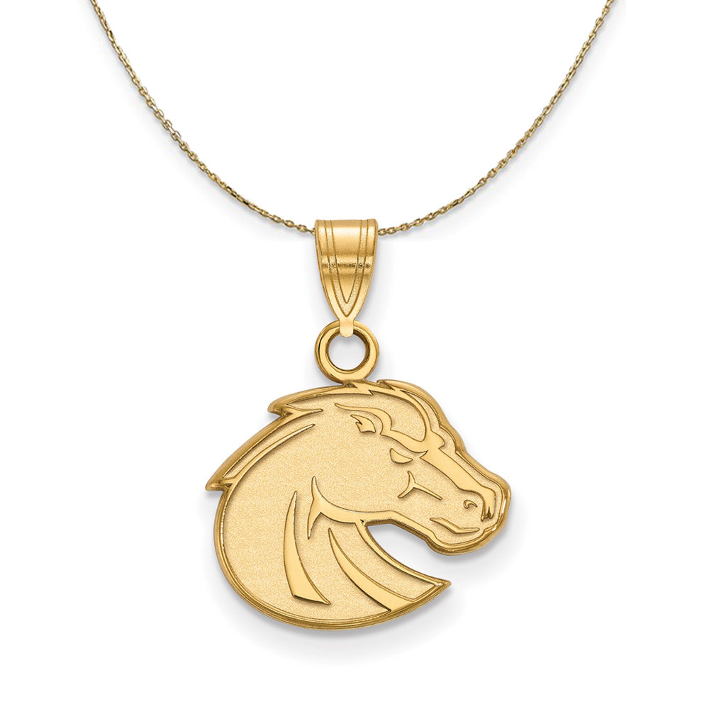 14k Yellow Gold Boise State Broncos Small Mascot Necklace, Item N21099 by The Black Bow Jewelry Co.