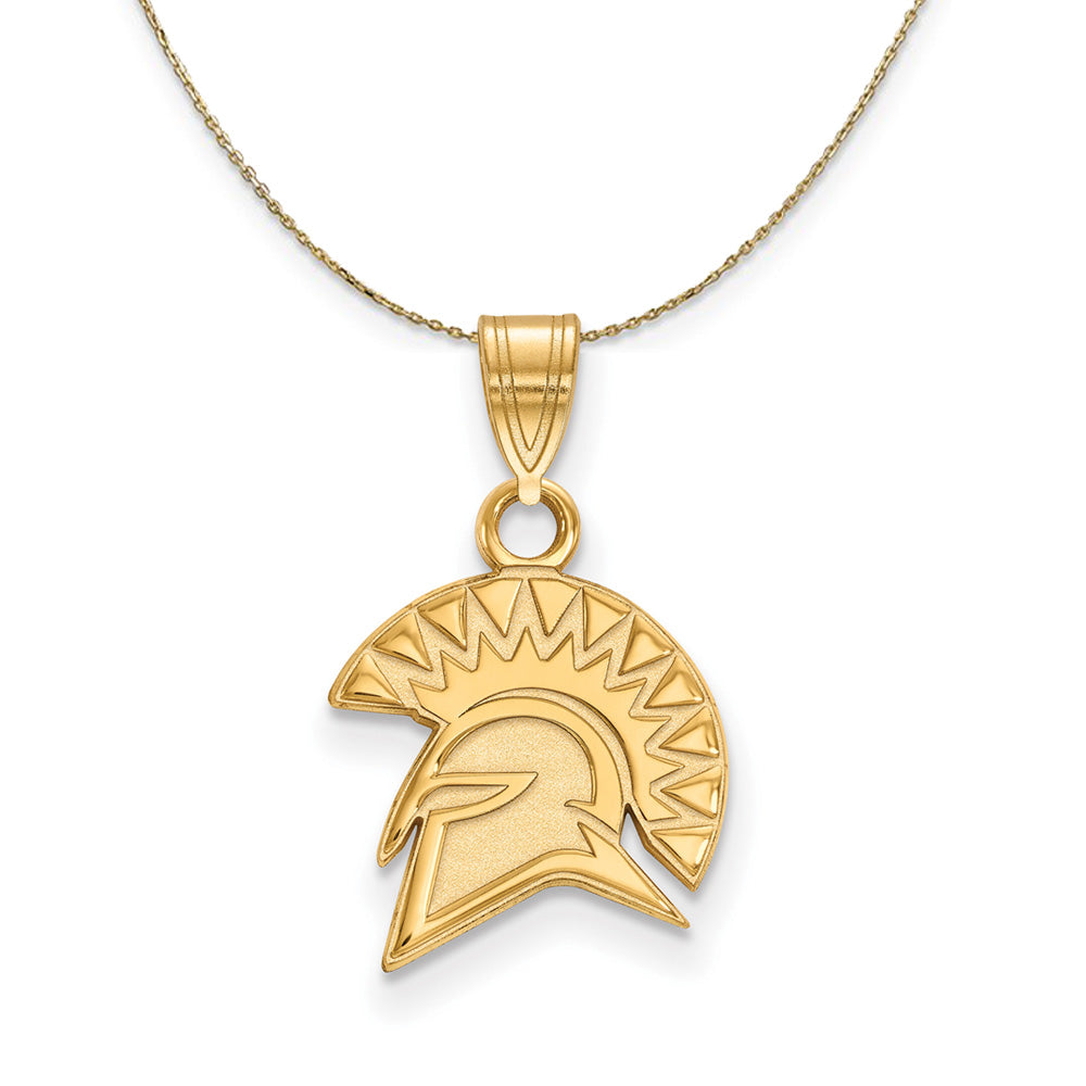 14k Yellow Gold San Jose State Sm Mascot Necklace, Item N21115 by The Black Bow Jewelry Co.